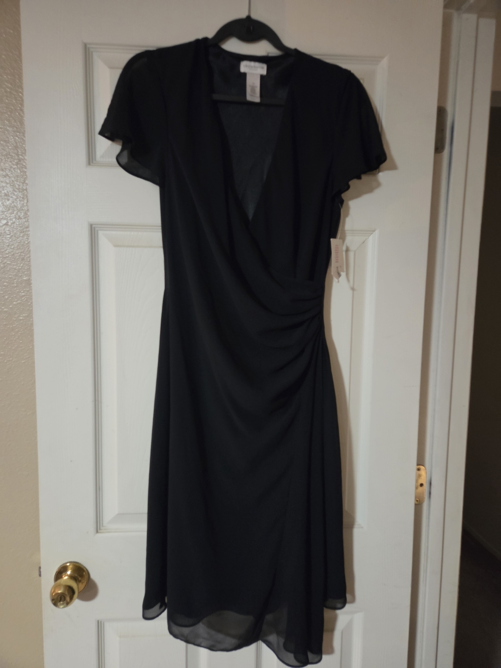 Liz Claborn Black Flutter Sleeve Dress Size 10 NEW